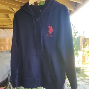 U.S. Polo Assn. Navy Zip-Up Hoodie with Red Logo